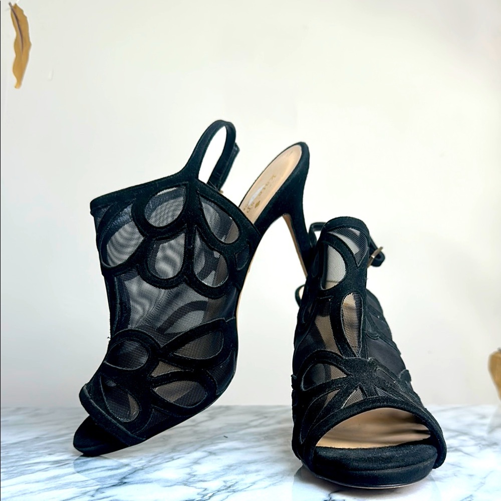 NWOT - Kate Spade FANNI Black Suede and Mesh Heels